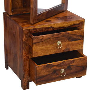 Dressing Table with Mirror and Storage - Honey Finish