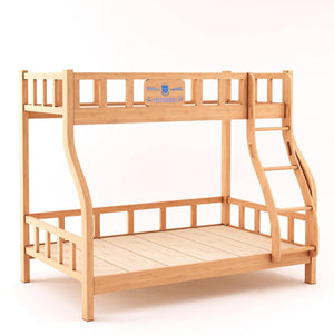 Mini Oak Wood Kids Bunk Bed - Twin Over Bed with Ladder Wooden Bunk Beds For Kids & Adults, Football Fantasy - Free Installation