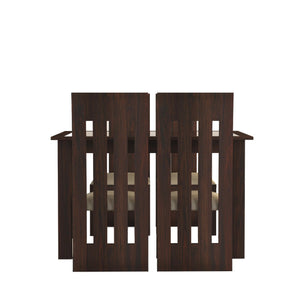 Poster Solid Sheesham Wood Dining Table 4 Seater Dining Table Set with 4 Cushion Chairs & Glass Top - Walnut Finish