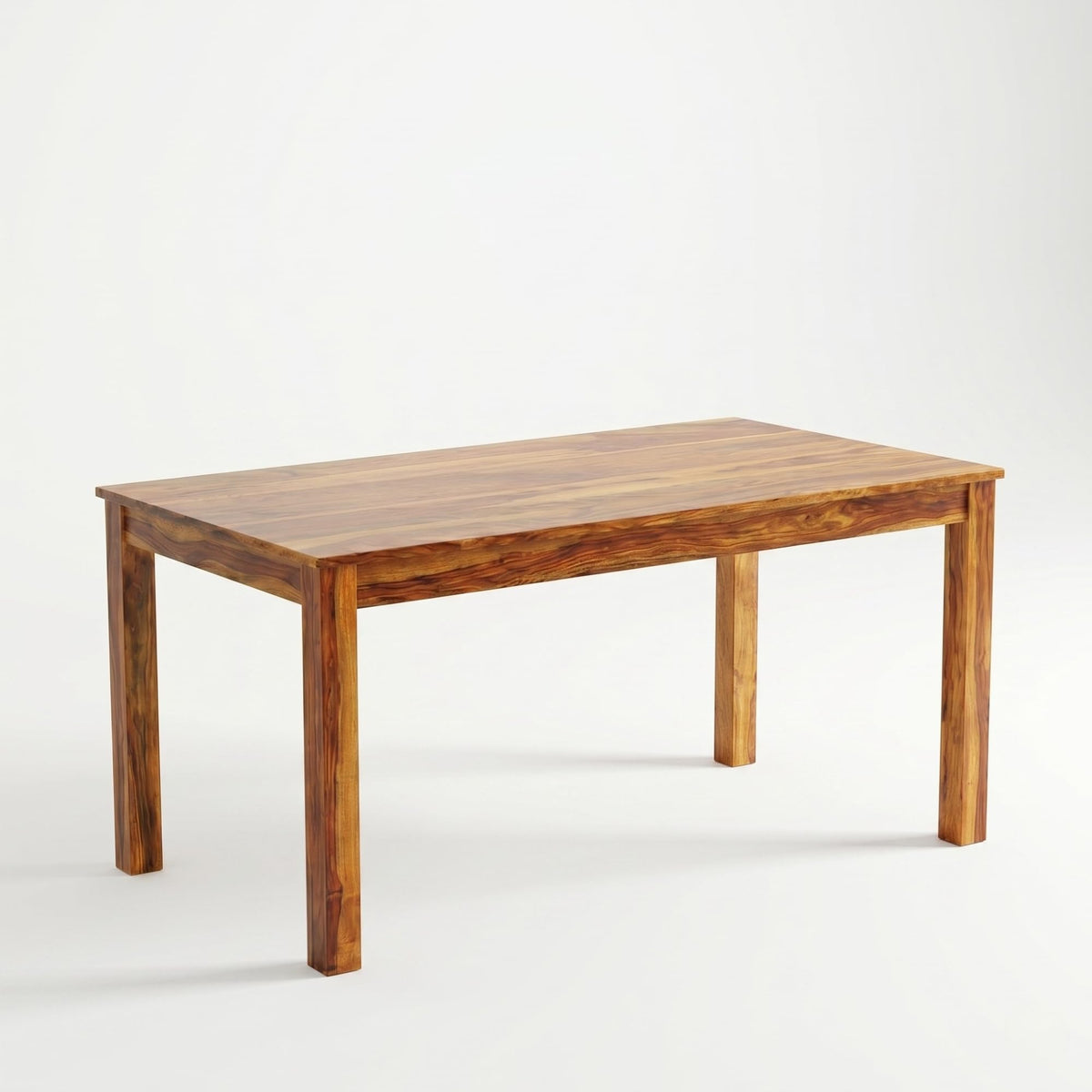 Poster Solid Sheesham Wood 4 Seater Dining Table Set with Bench - Natural Finish | Poster 6 Seater Bench Natural D2