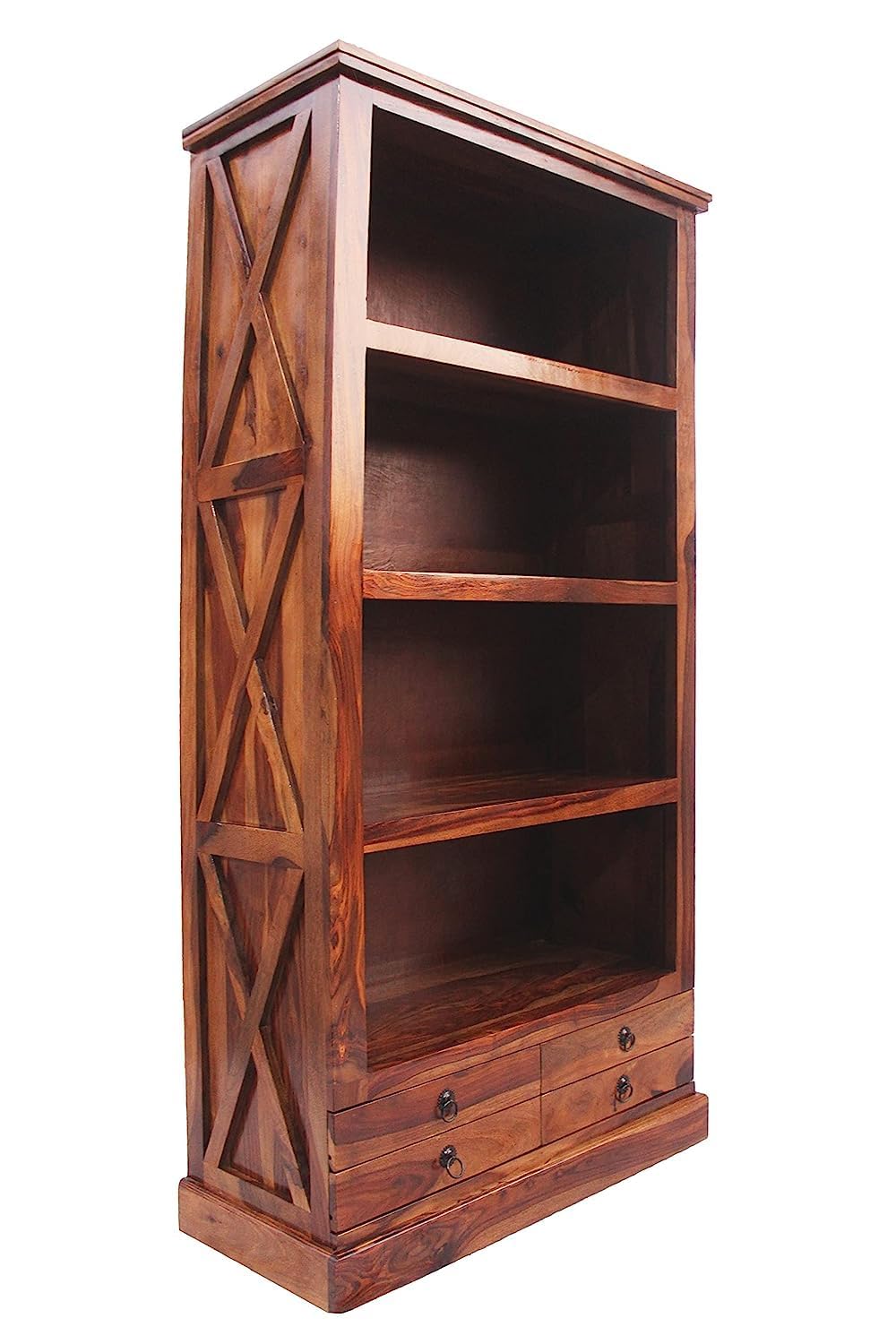 X-Bookshelf Wooden Book Shelf for Home Library - Natural Finish