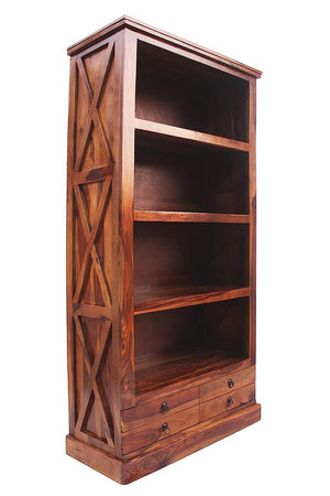 X-Bookshelf Wooden Book Shelf for Home Library - Natural Finish