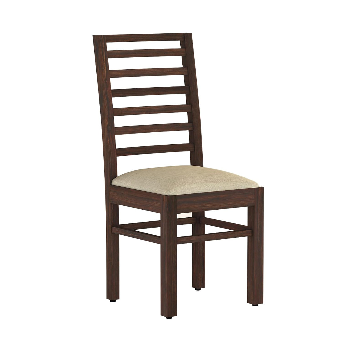 Solid Sheesham Wood Dining Table 6 Seater With Glass Top - Walnut Finish