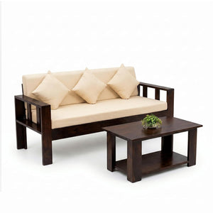 Natraj 5 Seater Solid Sheesham Wood Sofa Set for Living Room - Walnut Finish