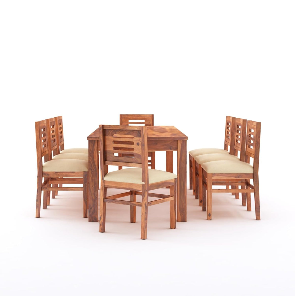 Capsule Sheesham Wood 8 Seater Dining Set Natural Finish