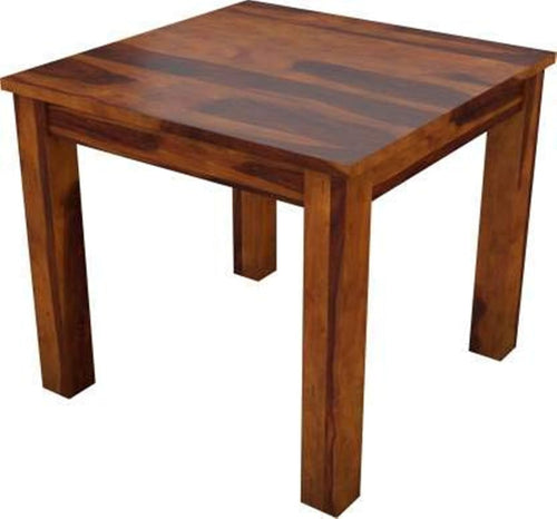 Capsule 3 x 3 Cushion Green Solid Sheesham Wood 4 Seater Dining Table Set in natural finish - side angle view