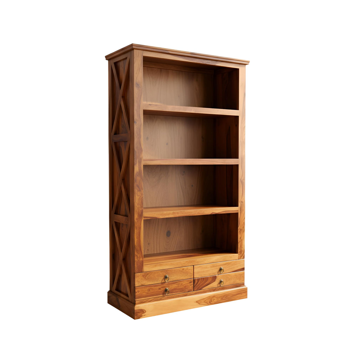 SAC-X Solid Sheesham Wood Book Shelf for Home Library - open shelf detail
