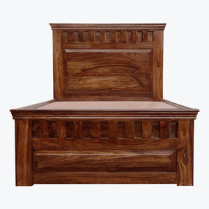 Kuber Sheesham Wood Single Bed Furniture with Two Drawer Storage for Bedroom - Natural Finish