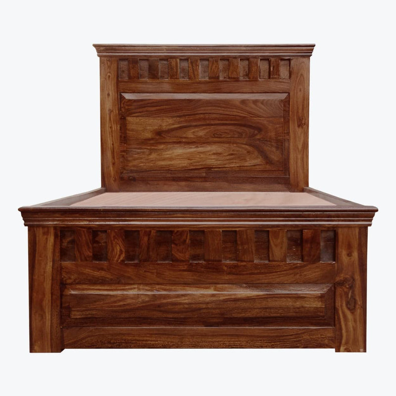 Kuber Sheesham Wood Single Bed Furniture with Two Drawer Storage for Bedroom - Natural Finish