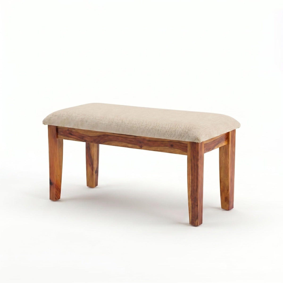 Poster Sheesham Wood 4 Seater Dining Table Set with Bench in natural finish - close-up of the natural finish and wood grain