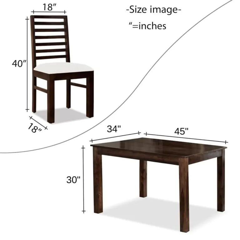 Solid Sheesham Wood 4 Seater Dining Table Set Finish - Walnut