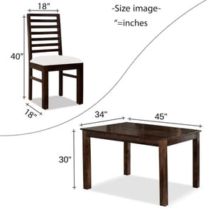 Solid Sheesham Wood 4 Seater Dining Table Set Finish - Walnut