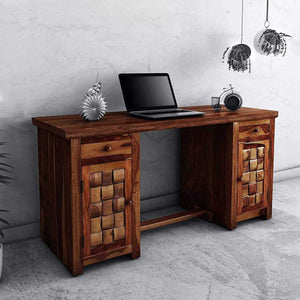 Niwar Sheesham Wood Study Table With 2 Drawers & 2 Doors