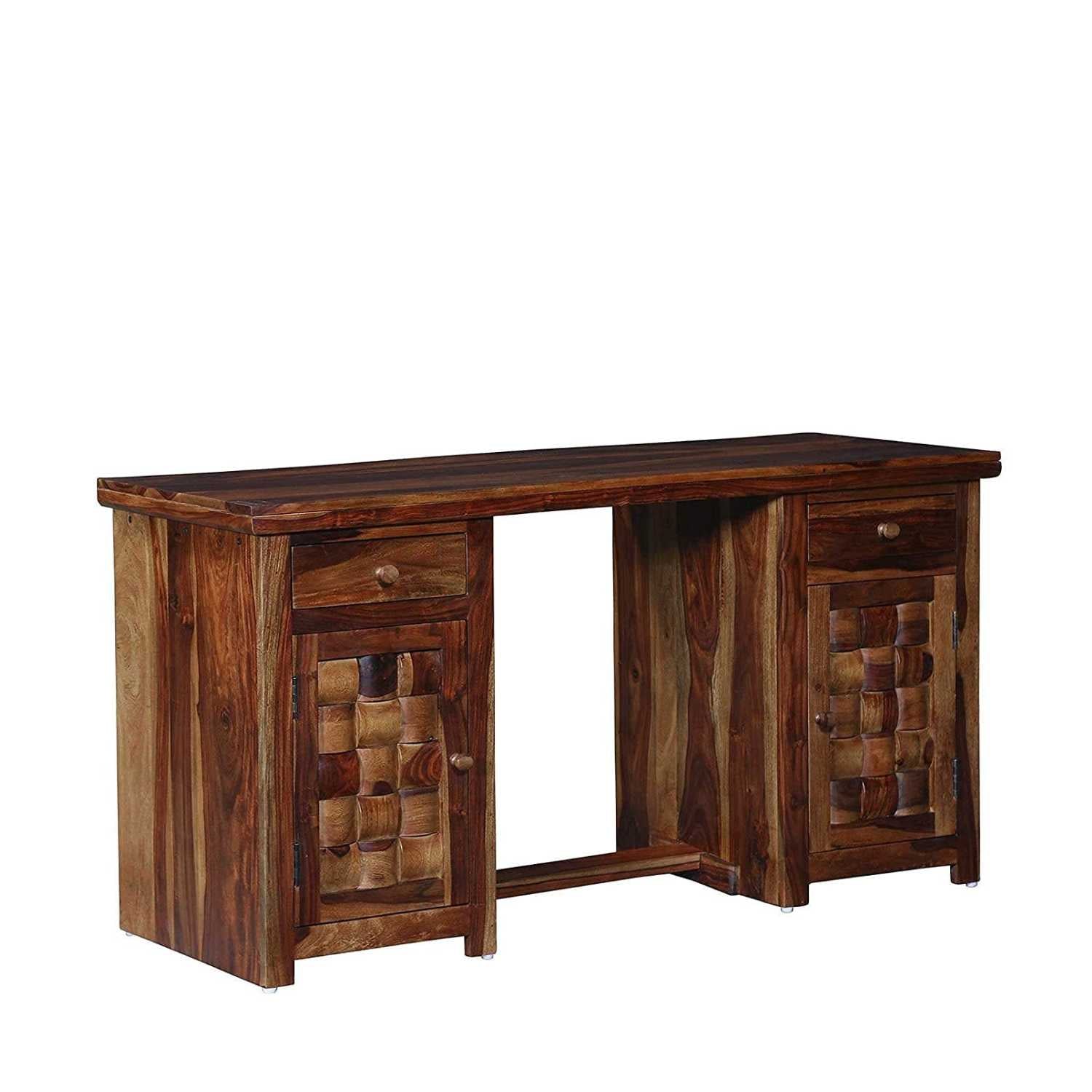 Niwar Sheesham Wood Study Table With 2 Drawers & 2 Doors