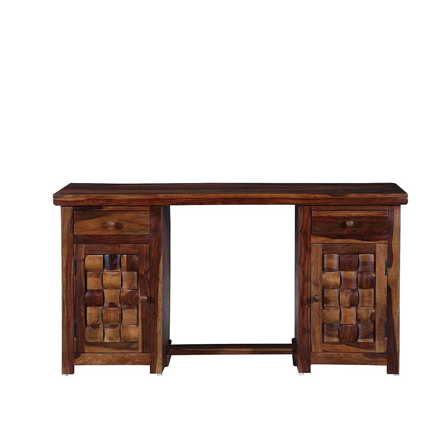 Niwar Sheesham Wood Study Table With 2 Drawers & 2 Doors