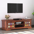 Tile Solid Sheesham Wood TV Cabinet Finish - Honey