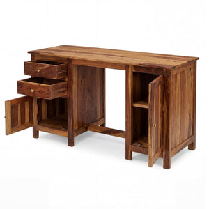 VIP Sheesham Wood Study Table with 2 Drawers & 2 Doors Finish - Natural
