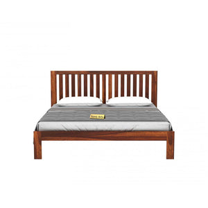Bars Solid Sheesham Wood Bed Without Storage Finish -Teak