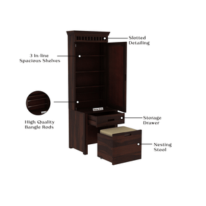 Dressing Table with Mirror and Chair for Bedroom - Walnut Finish