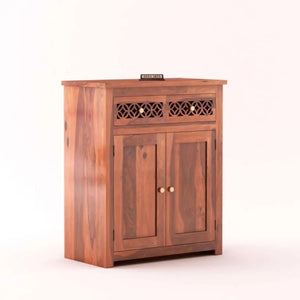 CNC Solid Sheesham Wood Sideboard Cabinet Finish - Natural
