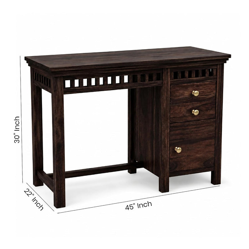 Kuber Solid Sheesham Wood Study Table - Walnut Finish