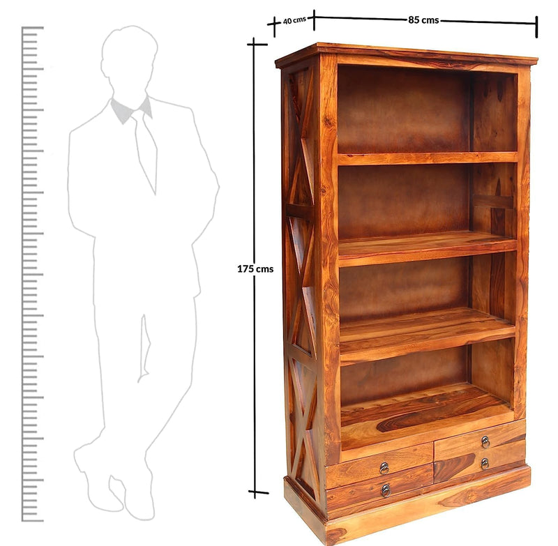 SAC-X Solid Sheesham Wood Book Shelf for Home Library