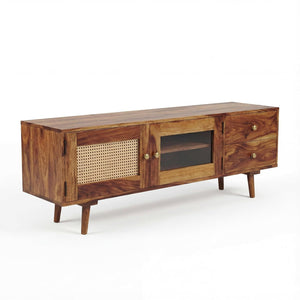 Heritage Sheesham Wood TV Unit for Living Room | Solid Wood TV Cabinet for Bedroom Natural