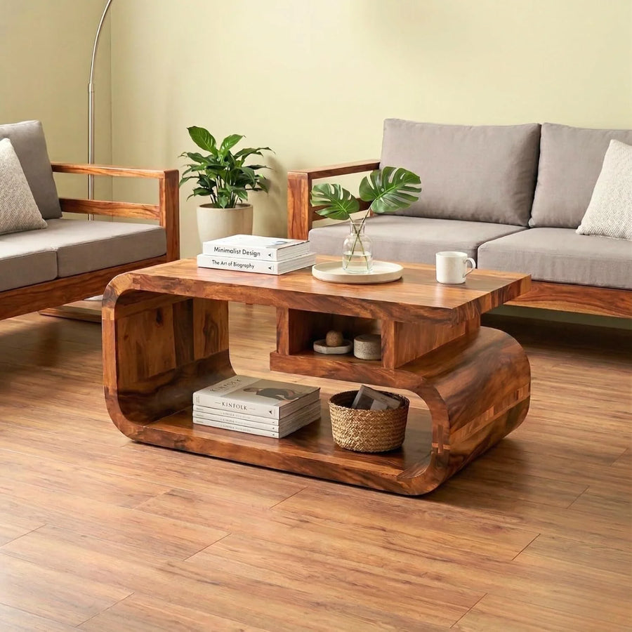 VIP Solid Sheesham Wood Coffee Table - Natural Finish
