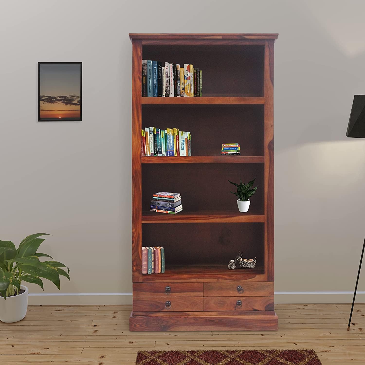 X-Bookshelf Wooden Book Shelf for Home Library - Natural Finish