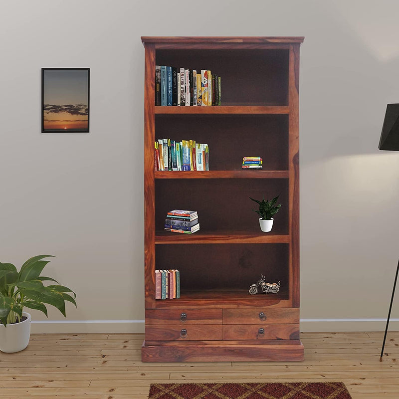 X-Bookshelf Wooden Book Shelf for Home Library - Natural Finish