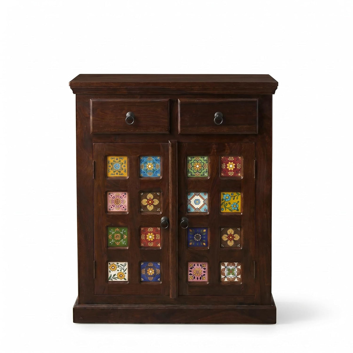 Small Tile Wooden Sideboard Tv Cabinet for Living Room Finish - Walnut