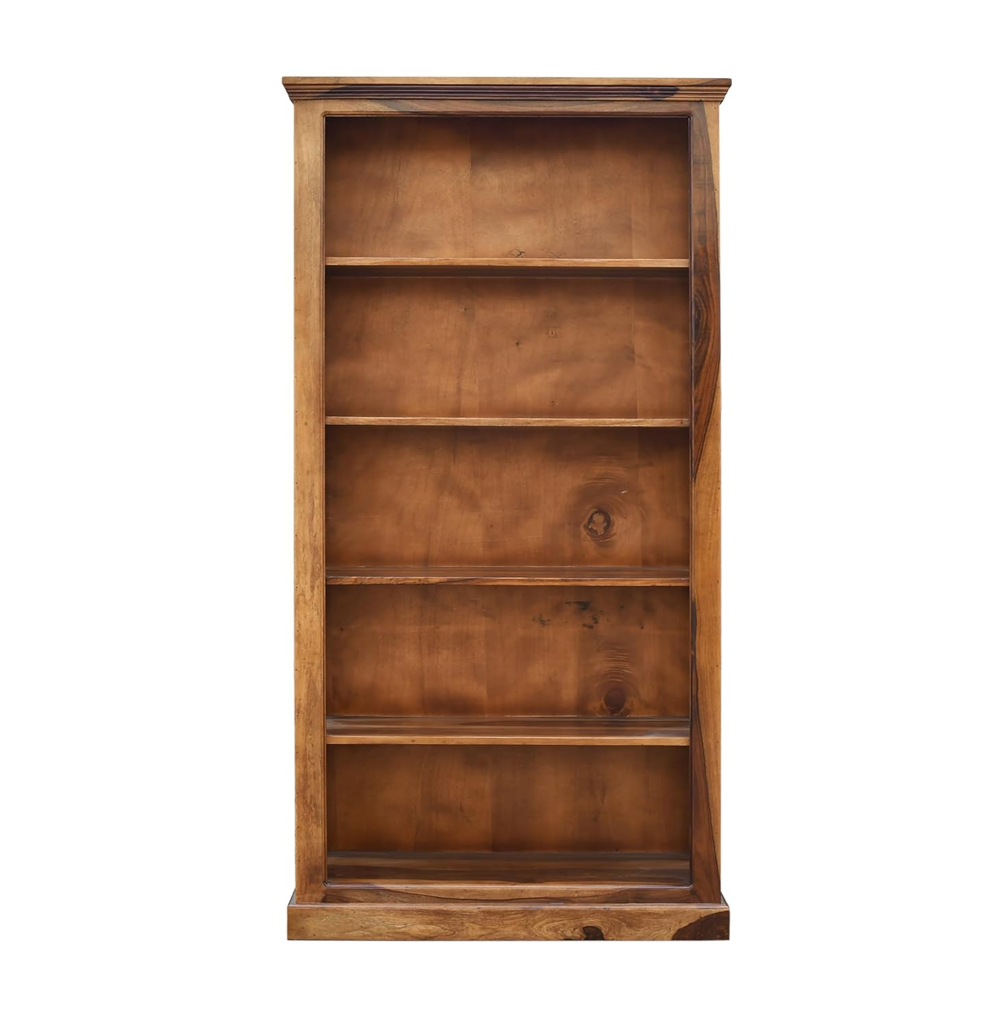 Solid Sheesham Wood Open Bookshelf 5 Shelf Finish - Natural
