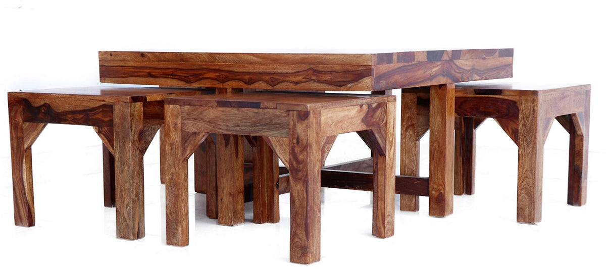 RK-CT4S-05 Solid Sheesham Wood Coffee Table - side angle view