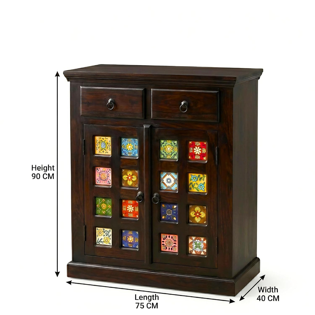 Small Tile Wooden Sideboard Tv Cabinet for Living Room Finish - Walnut