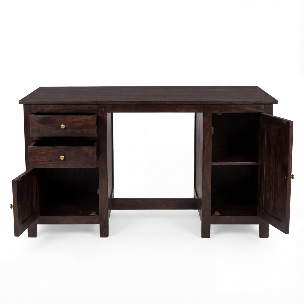 VIP with Chair Solid Sheesham Wood Study Table in walnut finish - close-up of the walnut finish and wood grain