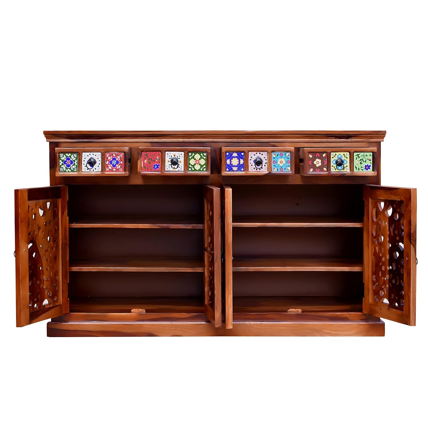 Wooden Sideboard Tv Cabinet for Living Room - Honey Teak Finish