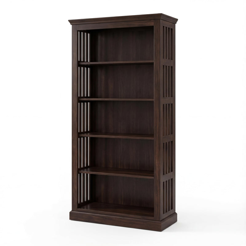 Fanti Solid Sheesham Wood Book Shelf for Home Library - Walnut Finish