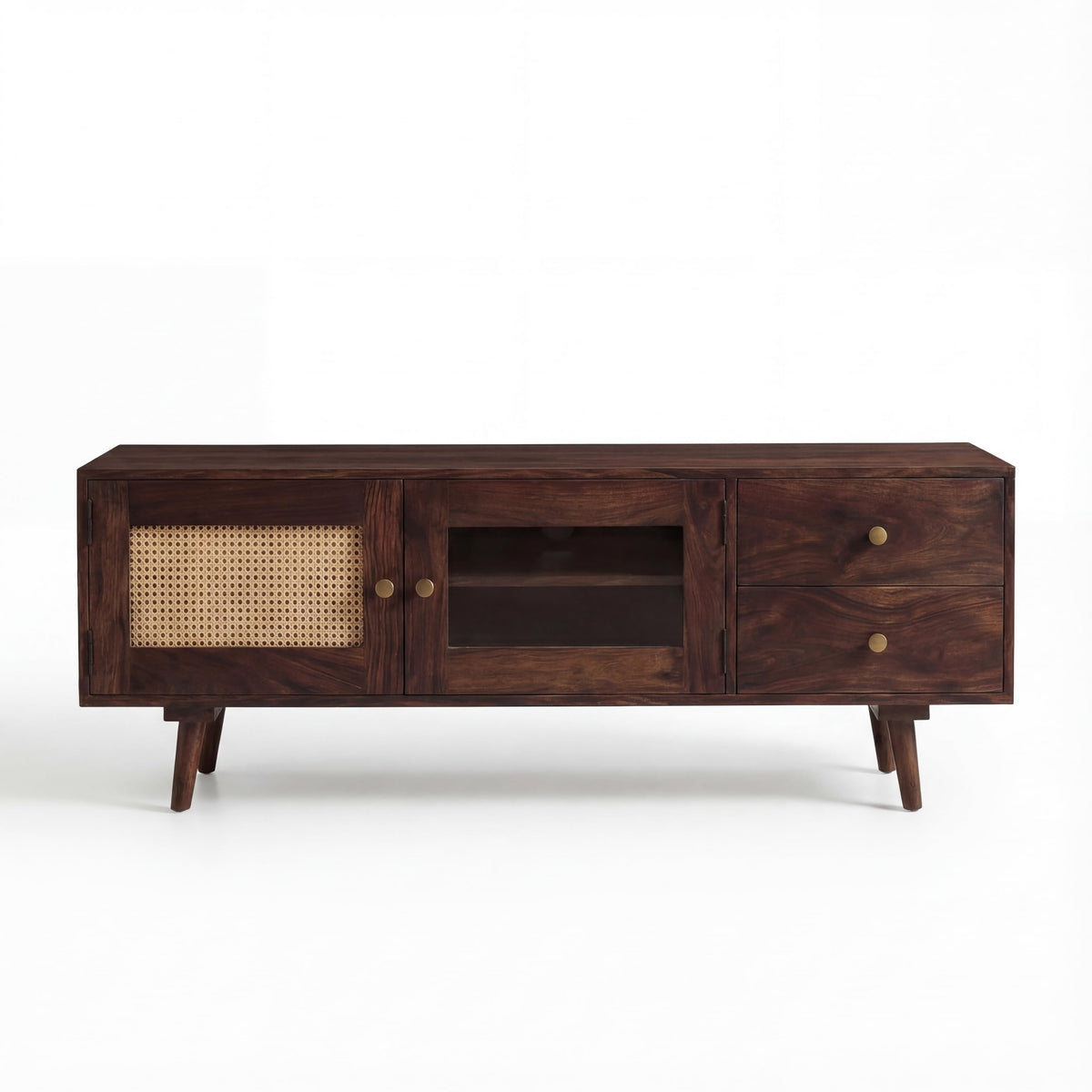 Heritage Solid Sheesham Wood TV Unit for Living Room in walnut finish - alternate view