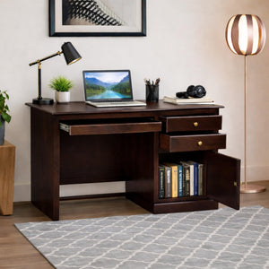 Carmel Lite Solid Sheesham Wood Study Table - Walnut Finish
