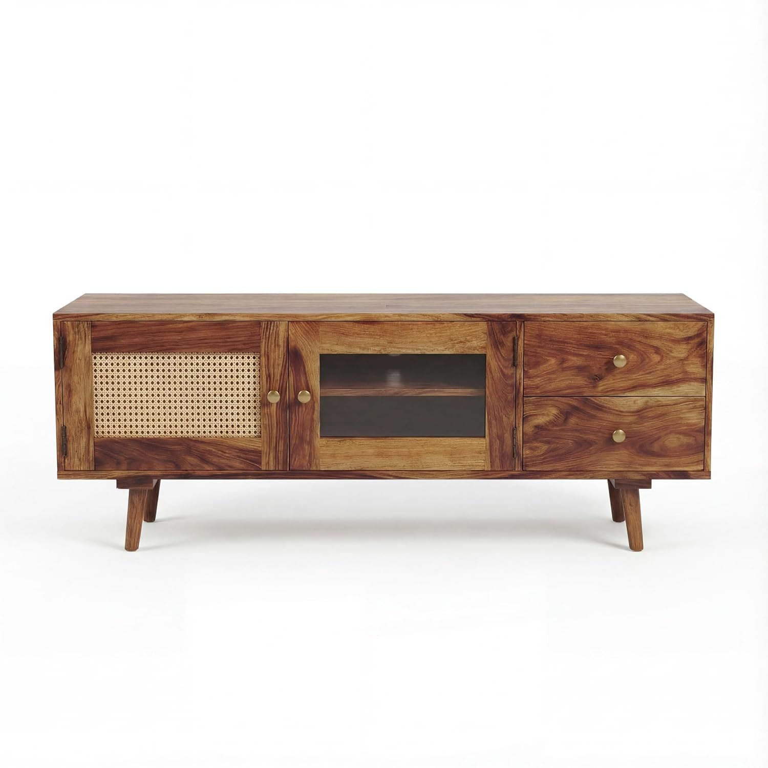 Heritage Sheesham Wood TV Unit for Living Room | Solid Wood TV Cabinet for Bedroom Natural
