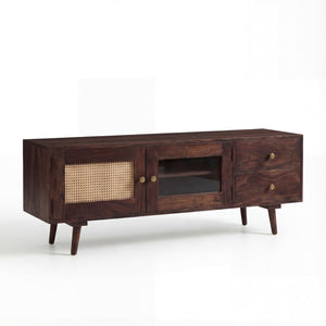 Sheesham Wood Tv Unit for Living Room  TV Cabinet with Door Walnut