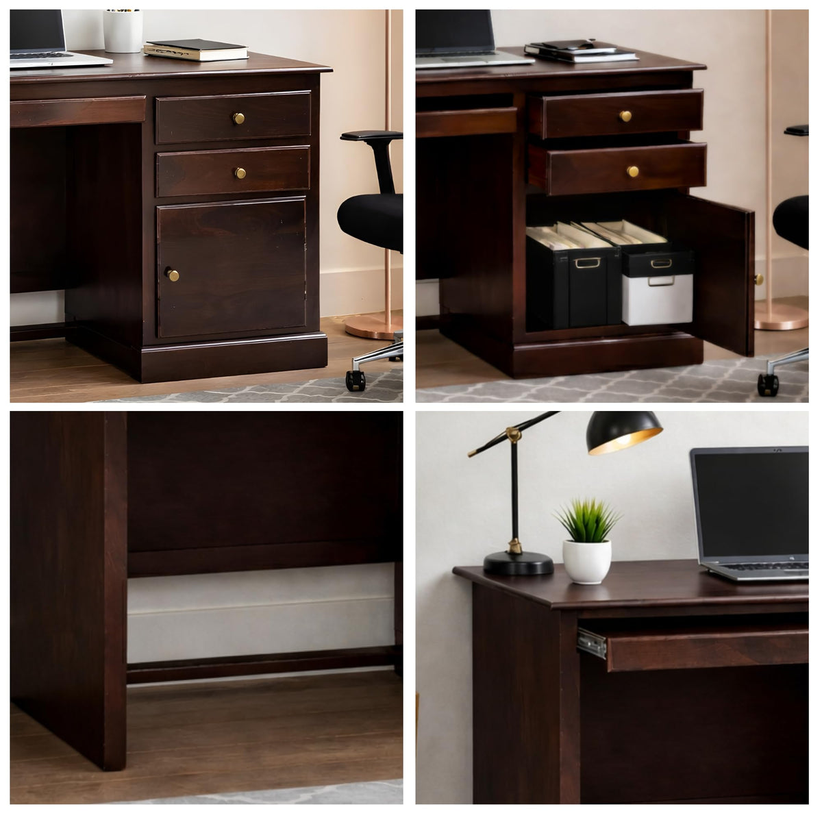 Carmel Lite Solid Sheesham Wood Study Table - Walnut Finish