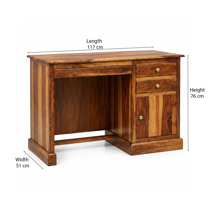 Carmel Lite Solid Sheesham Wood Study Table - Natural Finish