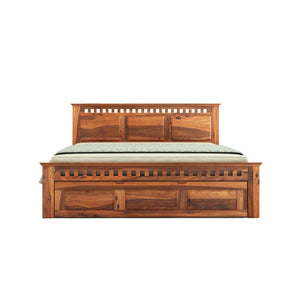 Kuber Solid Sheesham Wood King Size Bed with Drawer Storage - Natural Finish