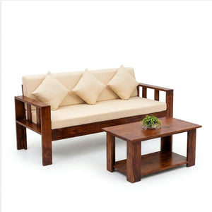 Natraj 6 Seater With Coffee Table Solid Sheesham Wood Sofa Set for Living Room - Walnut Finish