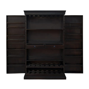 Miller Wooden Bar Cabinet with Wine Glass Storage for Living Room - Walnut Finish