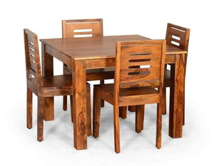 Sheesham wood 4 Seater Dining Table Set Finish - Natural Teak
