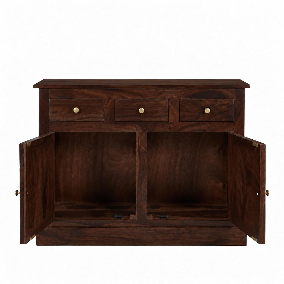 Mini Tile Wooden Sideboard Tv Cabinet for Living Room - Walnut Finish