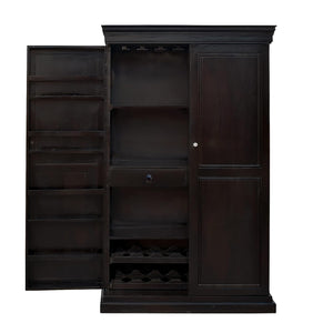 Miller Wooden Bar Cabinet with Wine Glass Storage for Living Room - Walnut Finish