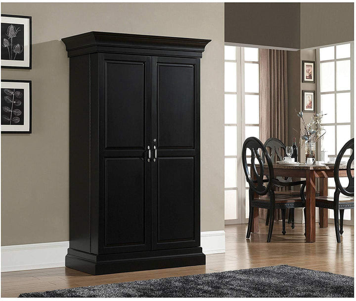 Miller Wooden Bar Cabinet with Wine Glass Storage for Living Room in black finish